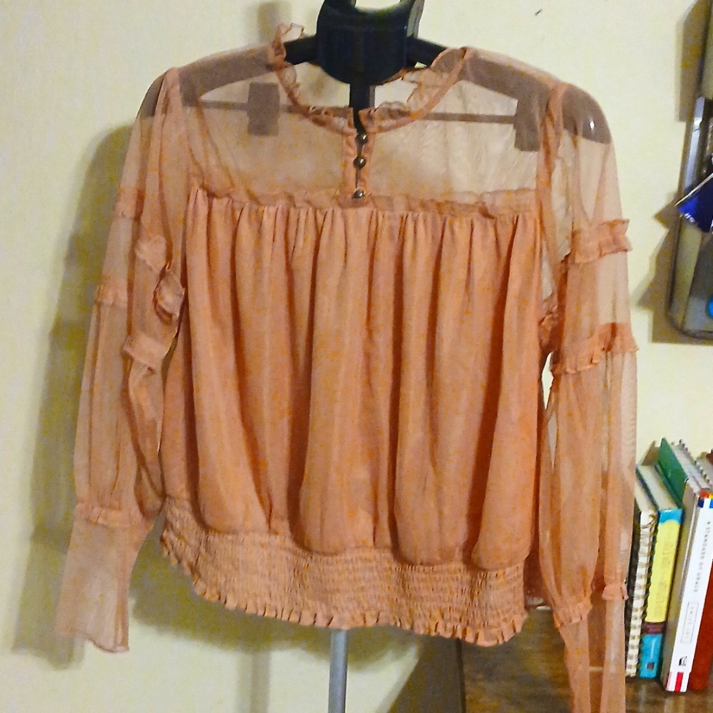 ❤️EUC Coral colored polyester blouse - Picture 5 of 7